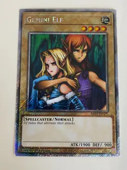 Yugioh Gemini Elf x 3 - 1st Edition Platinum Secret Rare NM - Free Holo Card - B - Image 3