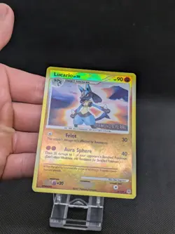 Pokemon Card Lucario LP Diamond and Pearl Reverse Stamped Holo Rare 6/130 Played - Image 3
