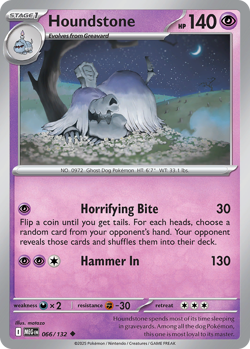 Houndstone 066/132 Uncommon Mega Evolution Pokemon Reverse Holo Near Mint - Image 1