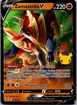 Zamazenta V 018/025 Holo V Rare Celebrations Pokemon Near Mint - Image 1