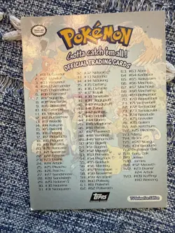 1999 Topps Pokemon Series 1 TV Animation Checklist Black Logo - Image 2