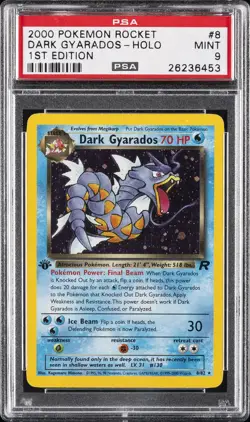 2000 POKEMON ROCKET 1ST EDITION #8 DARK GYARADOS-HOLO PSA 9 - Image 1