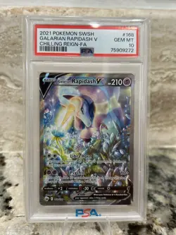 Pokemon TCG Galarian Rapidash V Chilling Reign Holo 168/198 PSA 10 - Image 1