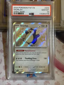 Pokemon TCG 2024 SV Paldean Fates Snorlax 202/091 Shiny Rare Holo PSA 10 - Image 1