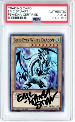 PSA Signed Eric Stuart Yu-Gi-Oh! Blue-Eyes White Dragon LDS2-EN001 1st Edition - Image 1