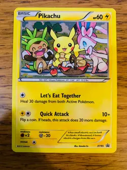 NM! Pikachu XY95 XY Black Star Promo Lets Eat Together Holo Pokemon Card! - Image 1
