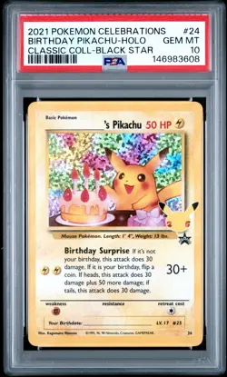 PSA 10 BIRTHDAY PIKACHU HOLO 24 CELEBRATIONS CLASSIC COLLECTION POKEMON - Image 1