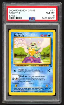 Pokemon Cards - PSA 8 Squirtle 93/130 - Base Set 2 - NM-MT - PSA8 - Image 1