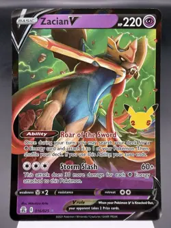 Zacian V 016/025 - Ultra Rare Holo - Celebrations Pokemon Card MINT - Image 1