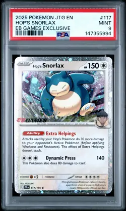 Hop's Snorlax 117/159 Eb Games Exclusive Jtg En-journey Together Pokemon PSA 9 - Image 1