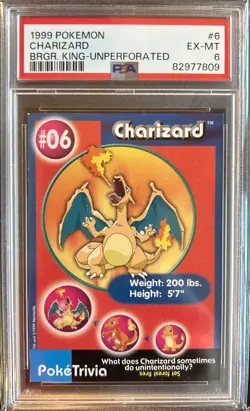 1999 Pokemon Burger King UnPerforated Charizard #6 - PSA 6 - Image 1