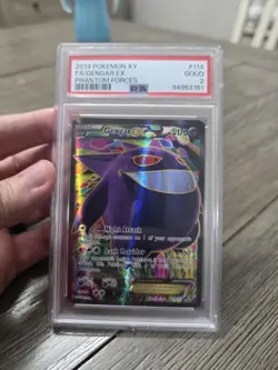 2014 POKEMON XY PHANTOM FORCES #114 FULL ART/GENGAR EX PSA 2 - Image 1