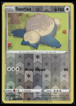 Snorlax 206/264 Common Fusion Strike Pokemon Reverse Holo Near Mint - Image 1