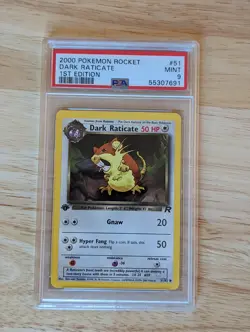 2000 Pokemon Team Rocket Dark Raticate 1st Edition 51/82 PSA 9 Mint - Image 1