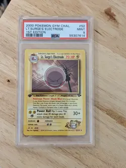2000 Pokemon Gym Challenge 1st Edition Lt. Surge's Electrode 52/132 PSA 9 Mint - Image 1