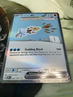 Eiscue ex 222/197 SV03: Obsidian Flames Holo Pokemon TCG Card Nm - Image 1