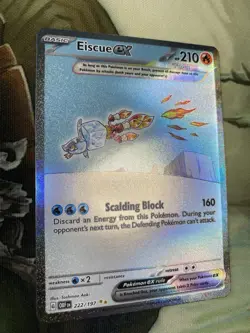 Eiscue ex 222/197 SV03: Obsidian Flames Holo Pokemon TCG Card Nm - Image 4