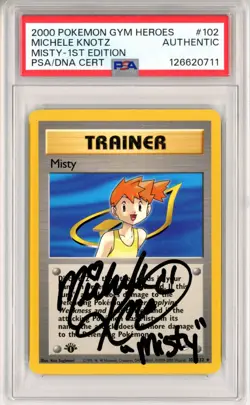 PSA Authentic Signed Pokemon TCG Michele Knotz Trainer Misty 102/132 Gym Heroes - Image 1