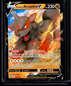 2022 TCG Pokemon #90 Hisuian Arcanine V 090/195 Holo SWSH Silver Tempest - Image 1