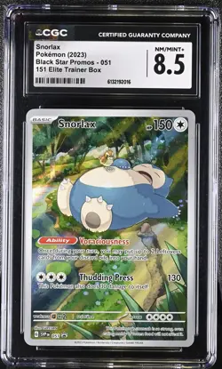 CGC 8.5 SNORLAX 051 151 ELITE TRAINER BOX BLACK STAR PROMOS POKEMON NM/MINT+ - Image 1