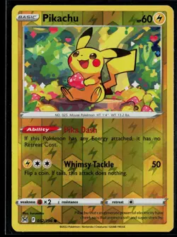 Pikachu 052/196 Lost Origin Reverse Holo Common Pokemon - Image 1