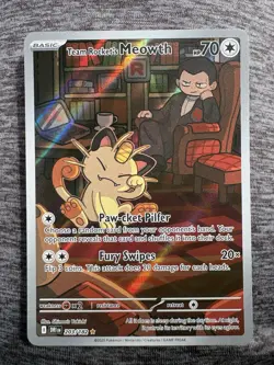 Pokemon Team Rocket's Meowth 203/182 Sv10: Destined Rivals Holo MINT - Image 1