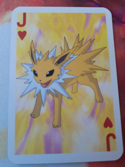 Pokemon Jolteon Jack of Hearts 1999 Mini Red Deck Playing Cards 2.5x1.75in NM x1 - Image 1