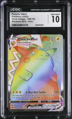 🌈🌈🌈 CGC 10 Pikachu VMAX 188/185 Rainbow Rare Pokemon 2020 Vivid Voltage - Image 1