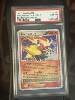 2007 Pokemon Infernape LV.X Holo Card #121/130 PSA 8 - Image 1