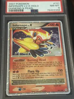 2007 Pokemon Infernape LV.X Holo Card #121/130 PSA 8 - Image 3