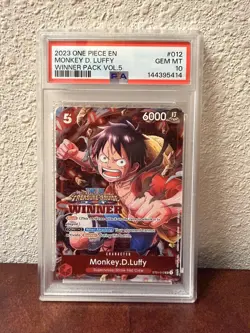 2023 One Piece English Monkey D Luffy Winner Pack Vol.5 Treasure Cruise PSA 10 - Image 1