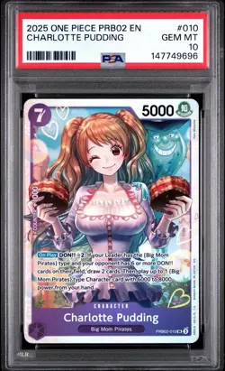 2025 ONE PIECE PRB02 PREMIUM BOOSTER #010 CHARLOTTE PUDDING PSA 10 SR - Image 1