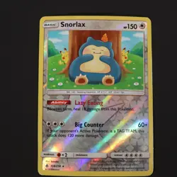 POKEMON CARD - SNORLAX - 158/214 - UNBROKEN BONDS - REVERSE HOLO HEAVY PLAY - Image 1
