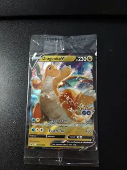 Dragonite v SWSH235 Sealed Pokemon Go Black Star Promo Holo Card - Image 1