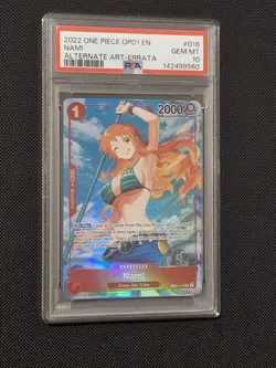 2022 One Piece OP01 EN Nami Alternate Art Errata #016 PSA 10 GEM MINT - Image 1