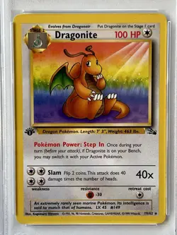Pokemon Dragonite 19/62 Fossil 1st Edition PSA 4 VG-EX Rare Vintage English Card - Image 2