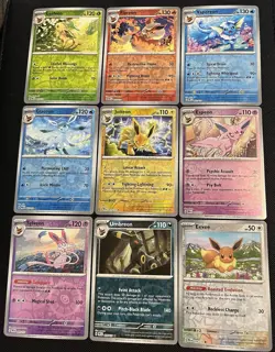Prismatic Evolutions Complete 9 Card Eeveelution Reverse Holo Set Pokemon TCG - Image 1