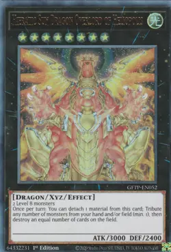 YUGIOH HOLO CARD HIERATIC SUN DRAGON OVERLORD HELIOPOLIS GFTP-EN052 1ST EDITION - Image 1