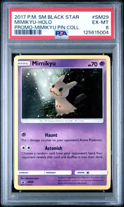 Pokemon Card Mimikyu SM29 Holo Foil Pin Collection Black Star Promo PSA 6 - Image 1