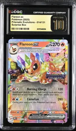 2025 Pokemon Prismatic Evolutions #014/131 Flareon Ex CGC 10 PRISTINE - Image 1