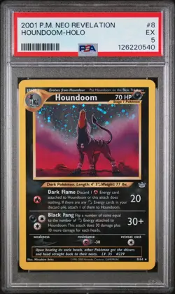 PSA 5 EX Houndoom Neo Revelation Holo Rare Pokemon Card 8/64 - Image 1