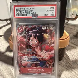 MONKEY D. LUFFY WINNER VOL.5 TREASURE CRUISE STAMP 2023 ONE PIECE PROMO PSA 10 - Image 1
