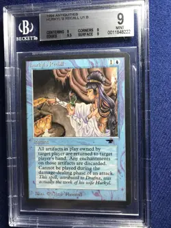 MTG Antiquities Hurkyl's Recall U1 B BGS 9 Quad+ MINT (Gem Mint edges) 1994 - Image 1