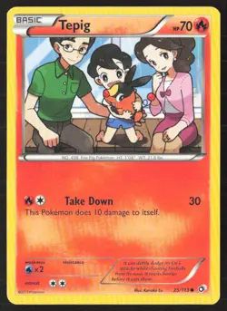 Tepig 25/113 Common Legendary Treasures Pokemon Lightly Played - Image 1