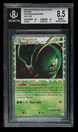 2010 Pokemon HeartGold & SoulSilver Meganium Prime BGS 8.5 Spanish #109 Holo SR - Image 1