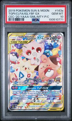 Pokemon PSA 10 Togepi & Cleffa & Igglybuff GX 143a/236 Premium Collection S#9498 - Image 1
