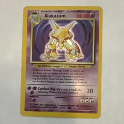 Pokemon Alakazam 001/102 Base Set Holo Rare 80 HP English Stage 2 - Image 1