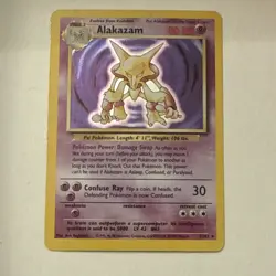 Pokemon Alakazam 001/102 Base Set Holo Rare 80 HP English Stage 2 - Image 3