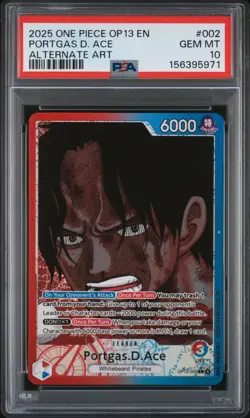 2025 ONE PIECE OP13-CARRYING ON HIS WILL ALTERNATE ART PORTGAS D. ACE PSA 10 - Image 1