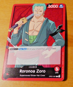 ONE PIECE ENGLISH CARD GAME CARTE Roronoa Zoro OP01-001 EN MINT - Image 1